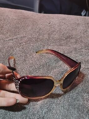 Italian Design Women's Gradient Pink-Brown Oversized Sunglasses